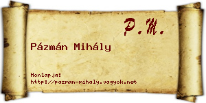 Pázmán Mihály névjegykártya